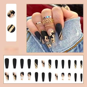 Golden Butterfly Pattern Press On Nails 24pcs
