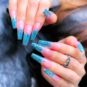 Glue On Nails All That Glitter Blue