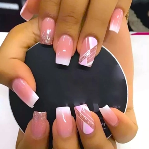 French Tips Glue On Nails A1