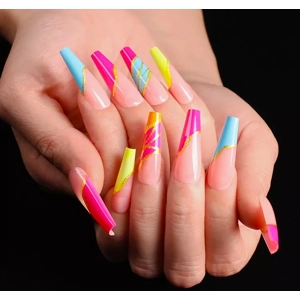 Multi Coloured ballerina Press On Nails