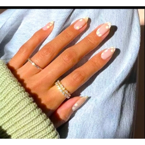 Nude Sunflower Glue On Nails