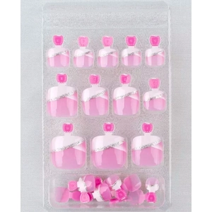 Press On Toe Nails pink sliver