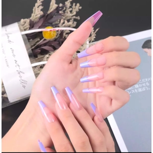 Lilac French Tips Long Press On Nails