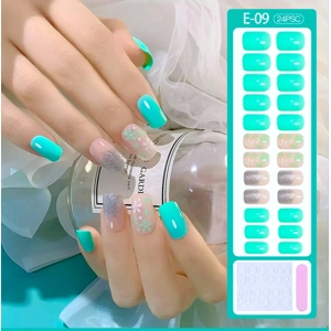Aqua Flower Sparkle Press On Nails