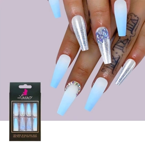 Luxury Pink & Cream Press On Nails With Butterfly