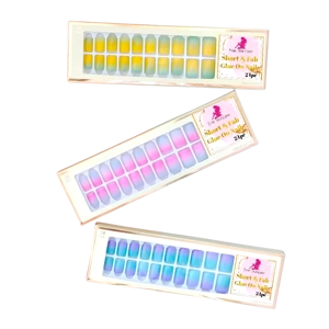 Short Square Multi coloured Glitter Press On False Nails