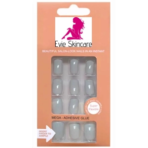Pre Glued Short Press On Nails Light Grey
