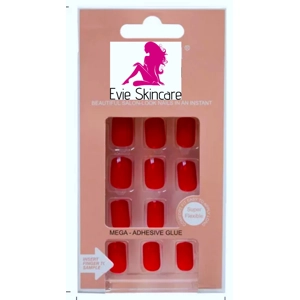 Pre Glued Short Press On Nails Red