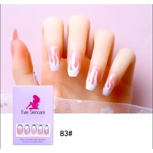 White Fire Tips Press On Nails