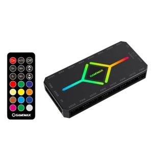 GameMax V4.0 ARGB PWM 9-Port Fan Hub with SATA Power & RF Remote