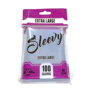 100 Sleevy board game sleeves. Suitable for example for It's a Wonderful World and 7 Wonders cards. 65 x 100 mm.