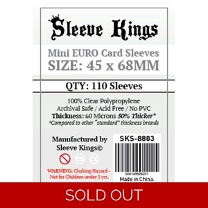 Sleeve Kings Mini Euro Card Sleeves (45x68mm) 110 Pack, 60 Microns Sleeve Kings Mini Euro Card Sleeves (45x68mm) 110 Pack, 60 Microns