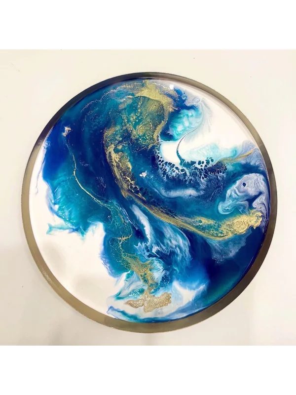 Epoxy tray - blue-gold