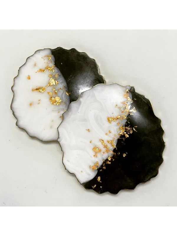 Epoxy coasters - black&white - 2 piece set