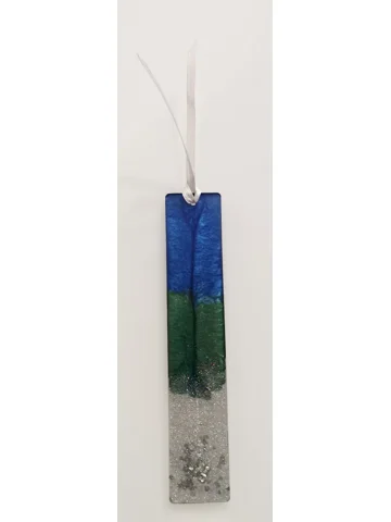 Epoxy bookmark - blue-gree-silver
