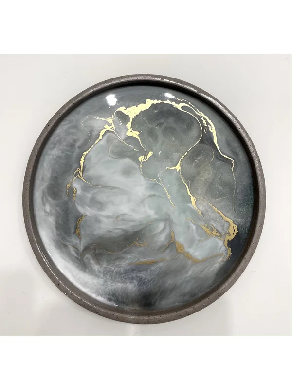 Concrete Epoxy tray - grey-gold