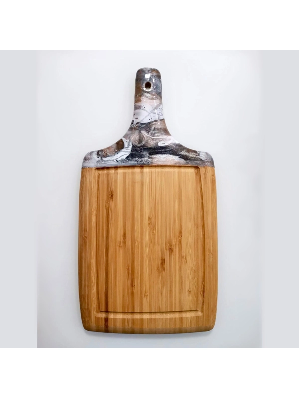 Cutting board with epoxy details - grey - rose gold