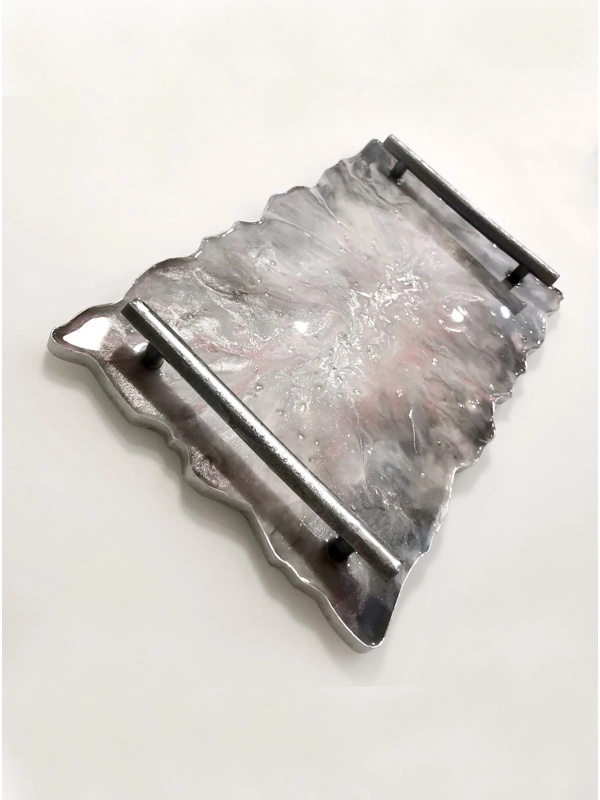 Epoxy tray - gray - rose -silver