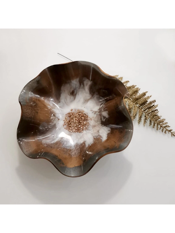 Epoxy bowl - rose gold-white