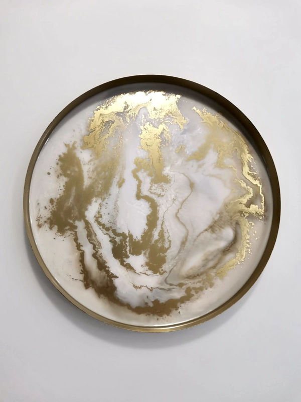 Epoxy tray - gold-white