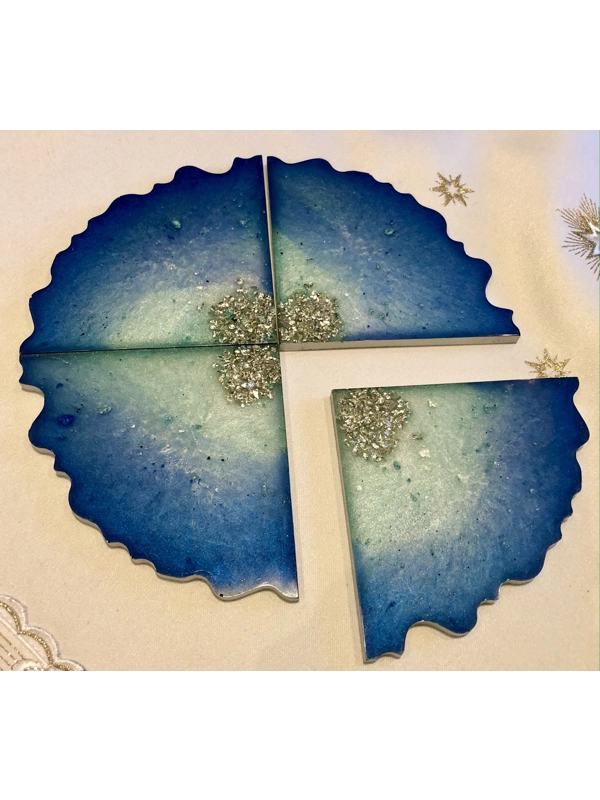 Epoxy coasters round - 4 piece set