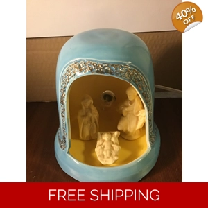 Vintage Ceramic Nativity Figurines & Stable Scene Set