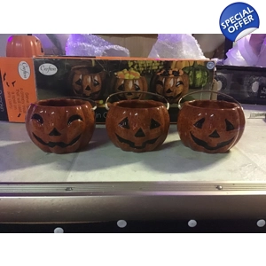 Crofton Halloween Country Pumpkin Candy Dish Bowl Set Cera..