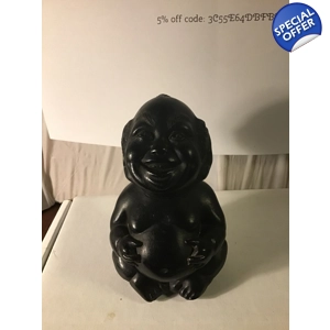 Vintage Natural Black Obsidian Figurine Buddha Statue
