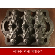 Vintage Cast Iron 6 Slot Gingerbread Man Cookie Mold