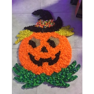 Melted Plastic Popcorn Pumpkin Halloween Decoration