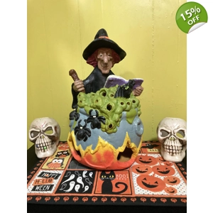 Foam Blow Mold Lighted Witch with Cauldron Matrix Industries