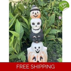 Empire Halloween Totem Pole Ghost Skull Blow Mold