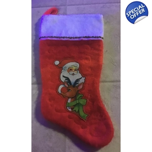 Vintage Felt Christmas Stocking Santa & Reindeer