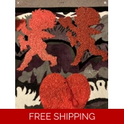 Vintage Melted Plastic Popcorn Valentines Cupids Angel & Heart