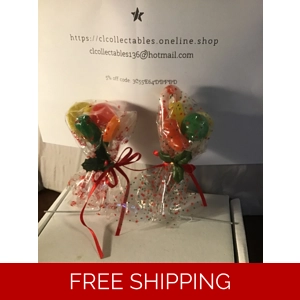 Vintage Christmas Blow Mold Candy Floral Plant Picks