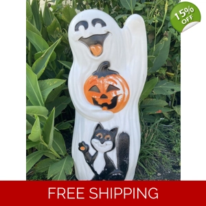Sun Hill Blow Mold Halloween Happy Ghost With Pumpkin And ..