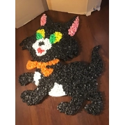 Melted Popcorn Plastic Black Cat Halloween Decor