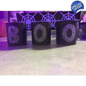 Happy Halloween Glass Votive Candle Holders Set
