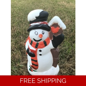 Snowman With Bird House Blow Mold