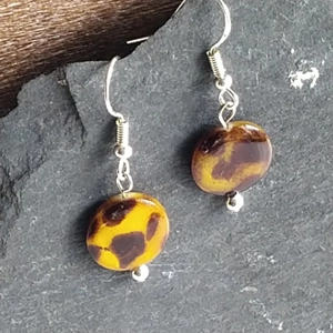 Leopard Print Mother Of Pearl Earrings