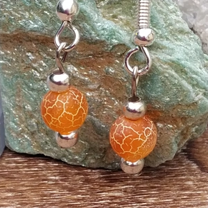 Orange Agate earrings with crackle effect