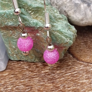 Pink Agate earrings with crackle effect