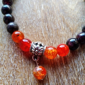 Orange Agate & Garnet crystal bracelet