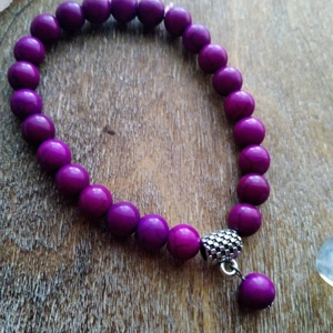 Howlite crystal bracelet (dark pink)