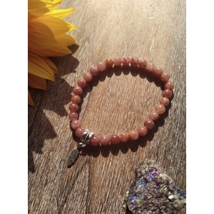 Strawberry Quartz & Angel feather bracelet