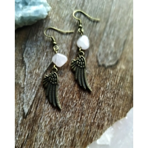 Rose Quartz Angel wing earrings