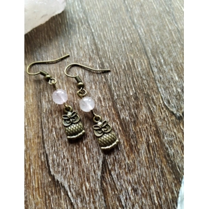 Rose Quartz Owl earrings