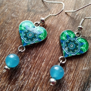 Blue Jade earrings with heart motif