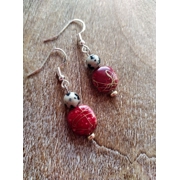 Dalmation Jasper & red earrings