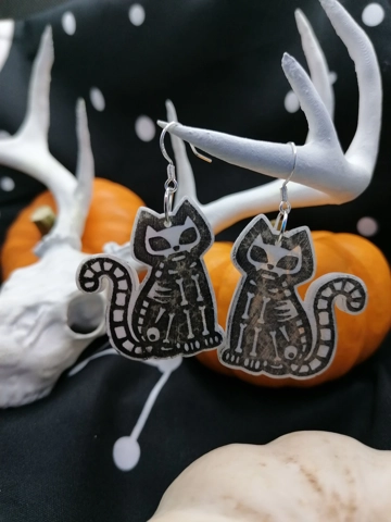 Skelly Cat Earrings